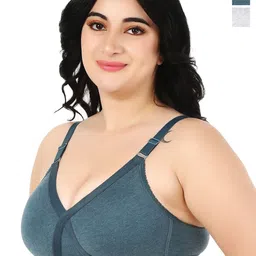 Designer Bugs Zan Women Pack of 2 Cotton Plus Size Full Coverage Non Padded T-shirt Bra-48
