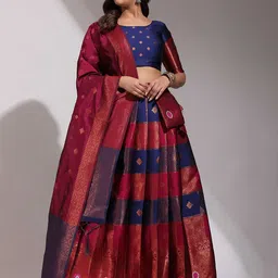 Payu Semi-Stitched Lehenga & Unstitched Blouse With Dupatta image 4