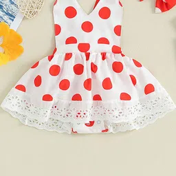 LULU & SKY Girls Polka Dot Printed Fit and Flare Mini Dress With Headband-52