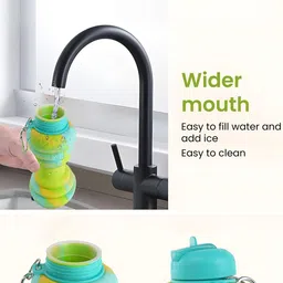 Kuber Industries Green Pack of 4 Printed Collapsible Water Bottles With Flip Cap-600 ML image 4