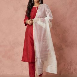 Fabindia Geometric Zari Woven Design Dupatta With Zari-12