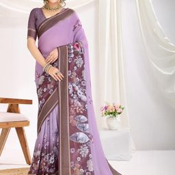 KALINI Floral Zari Poly Chiffon Saree-image-37