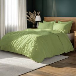 LANE LINEN Green 400 TC King Bedsheet with 2 Pillow Covers-picture-3