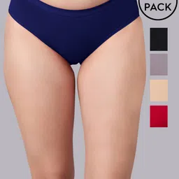 SIMOH Pack Of 5 Mid-Rise Hipster Briefs - H7108_Red_Black_Blue_Nude_Grey-46