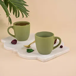 Storepedia Sea Green 2 Pieces Solid Ceramic Glossy Cups And Mugs 200 ML-26