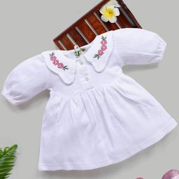 Hijo Kids Wear Girls Floral Embroidered Puff Sleeves Fit & Flare Dress-image-39