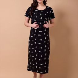 THE MAMA KLUB Printed Nightdress-16