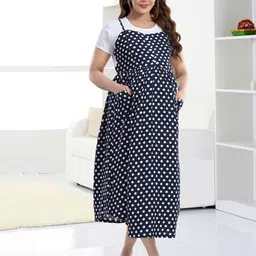 MomsBae Women Polka Dot Print Fit & Flare Midi Dress-picture-51