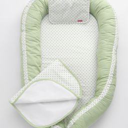 Babyhug Premium 3 Piece Nest Gadda Set With Diaper Changing Mat in Polka Dots Print - Green-18