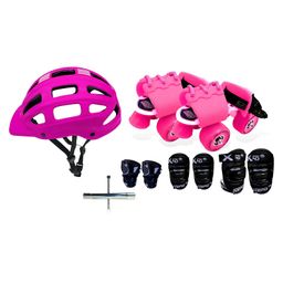 Jaspo Junior Pro Adjustable Roller Skates Combo - Pink-11