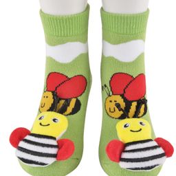 Yellow Bee Honey Bee Print Detailing Anti Skid Socks - Green-image-32