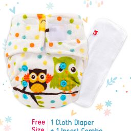 Babyhug Reusable Cloth Diaper With SmartDry Owl Print  - Multicolour-12