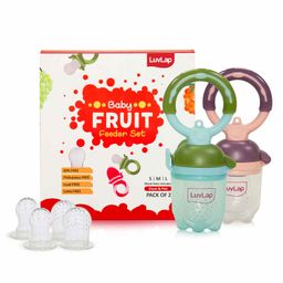 LuvLap Silicone Fruit Feeder Pack of 2 - Green and Pink-26