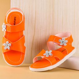 Babyoye Party Wear Flower Applique Sandals - Orange-image-65