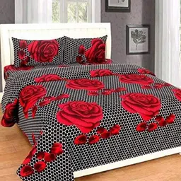 Aura Floral Printed 144 TC King Bedsheet with 2 Pillow Covers-image-35