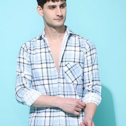 Metronaut Men Regular Fit Spread Collar Tartan Checked Cotton Casual Shirt-image-99