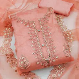 LeeliPeeri Designer Embroidered Organza Unstitched Dress Material-image-58