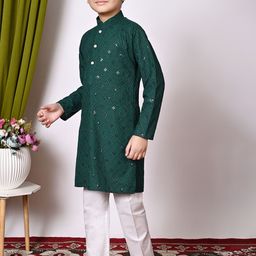 Cae Boys Ethnic Motifs Embroidered Regular Sequinned Kurta with Pyjamas image 5