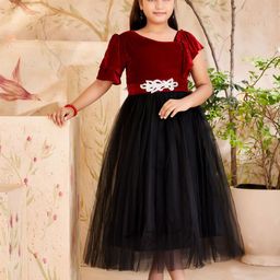 HERE&NOW Floral Print Velvet Fit & Flare Dress-25