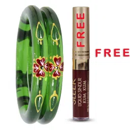 ZULKA Set Of 2 Printed Glass Bangles With Sindur image 2