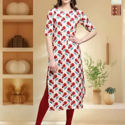 HERE&NOW Selection Of 3 Abstract Printed Round Neck Straight Kurtas-3