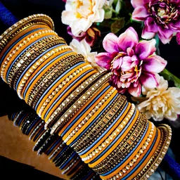 RIJOLI Set Of 52 Gold-Plated Stone Studded & Beaded Bangles-image-51