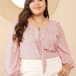 Berrylush Curve Floral Printed Plus Size Top-96