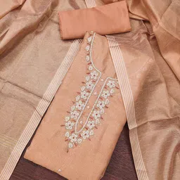 KALINI Floral Embellished Beads And Stones Unstitched Dress Material-image-25