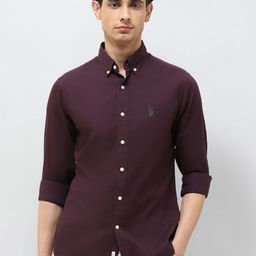 U.S. Polo Assn. Men Tailored Fit Solid Button-Down Collar Pure Cotton Casual Shirt-picture-22