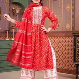 BAESD Girls Bandhani Printed Pleated Sequinned Round Neck A-Line Kurta-image-25