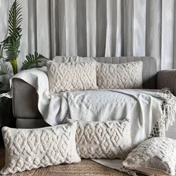 EXPORT HOUSE White 5 Pieces Geometric Rectangle Cushion Covers-image-15
