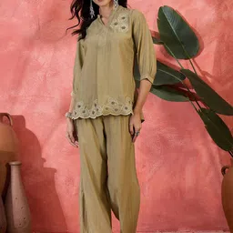 Sangria Embroidered Tunic With Trouser Co-Ords-picture-11