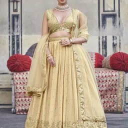 Pink Ethnic Embellished Sequinned Semi-Stitched Lehenga & Unstitched Blouse With Dupatta-42