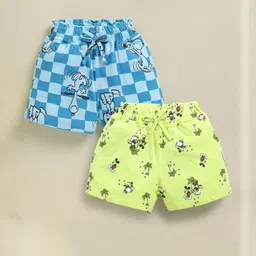 Biskid Girls Pack Of 2 Conversational Printed Mickey Mouse Cotton Shorts-picture-10
