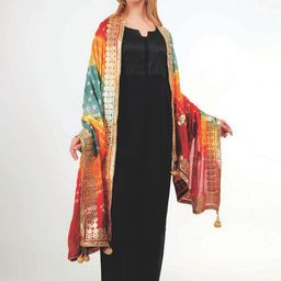 Way2Like Bandhani Printed Gota Patti Rajasthani Silk Scarf Hijab Dupatta-picture-45