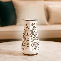 GLOBALLY INDIAN White & Brown Floral Printed Ceramic Flower Vase-2