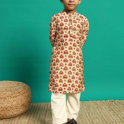 Readiprint Fashions Boys Floral Printed Regular Pure Silk Kurta with Pyjamas-47