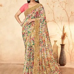 LeeliPeeri Designer Floral Poly Georgette Saree-87