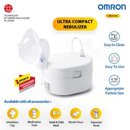 Omron NE C106 Ultra Compact & Low Noise Compressor Nebuliser & MC 246 Digital Thermometer Combo - White image 2