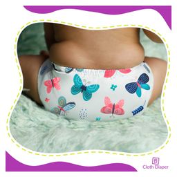 Bembika Cloth Diaper with 5 Layered Bamboo Insert Butterfly Print - Multicolor image 2