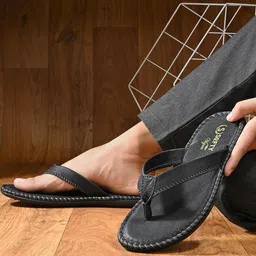 SOFTY VEGEN Men Comfort Black Sandals-image-55