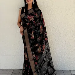 HERE&NOW Floral Zari Banarasi Saree-picture-19