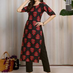 HERE&NOW Selection Of 3 Ethnic Motifs Printed Straight Kurtas-image-43