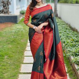 amrutkala sarees AMRUTKALA Saree Women Ethnic Motifs Printed Zari Traditional Banarasi-picture-46