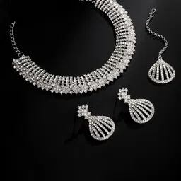 Atasi International Silver-Plated Crystals AD-Studded Jewellery Set-38
