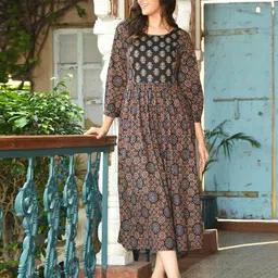 DECKEDUP Print Fit & Flare Midi Dress-image-42