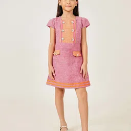 One Friday Girls Self Design Embellished A-Line Dress-picture-35