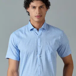 MARK & ALBERT India Slim Fit Checked Spread Collar Cotton Formal Shirt-image-26