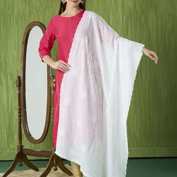 Dupatta Bazaar Embroidered Pure Cotton Dupatta with Sequinned image 4