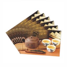 LooMantha 6-Pcs Brown & White Rectangle Printed  Table Placemats image 4